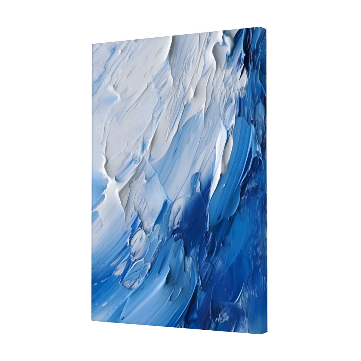 Silent Blue Flow Abstract Color Framed Canvas Art #002