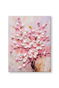 Soft Pink Blossom Textured Floral Canvas Art #005