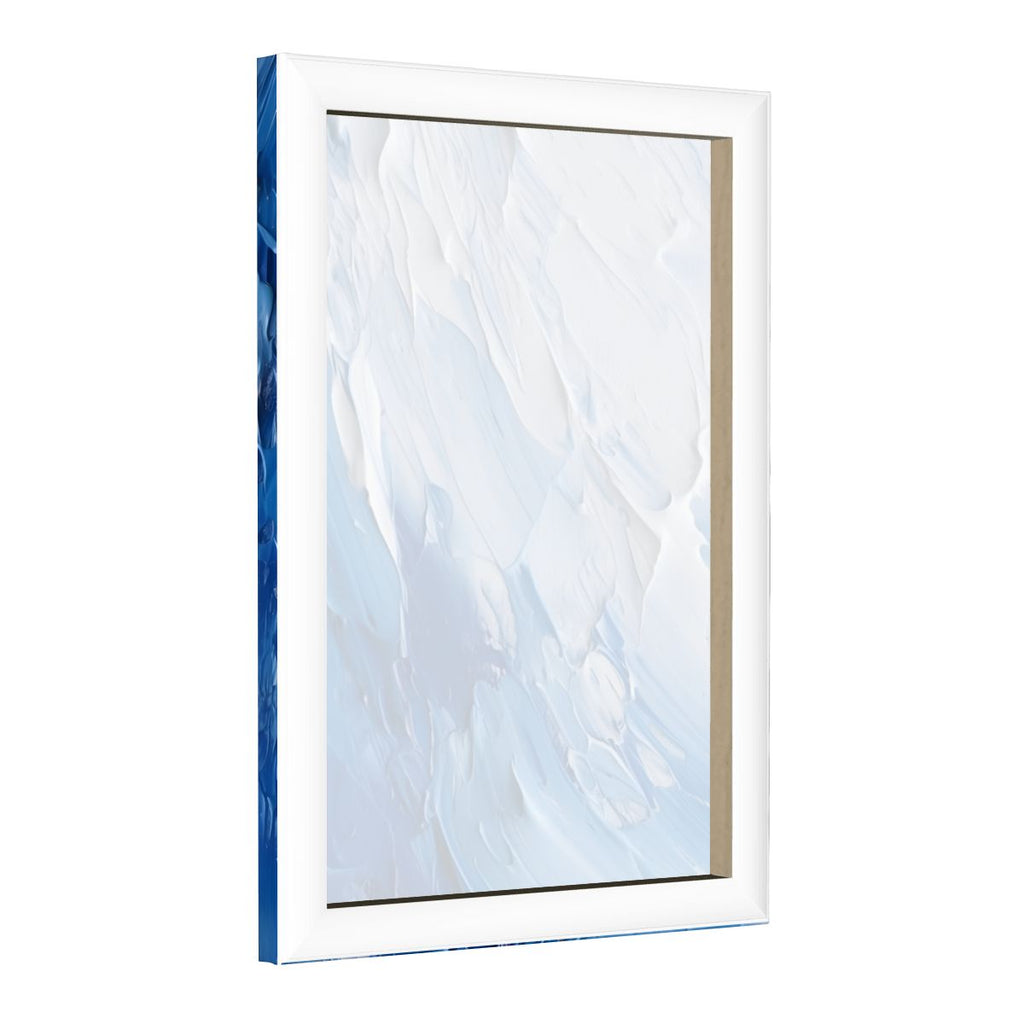 Silent Blue Flow Abstract Color Framed Canvas Art #002