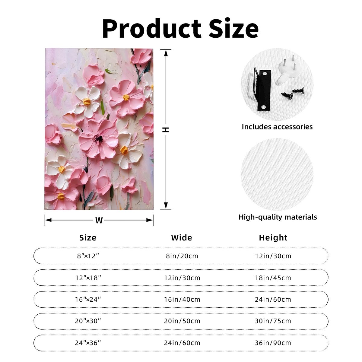 Soft Pink Garden Textured Canvas Wall Art #004