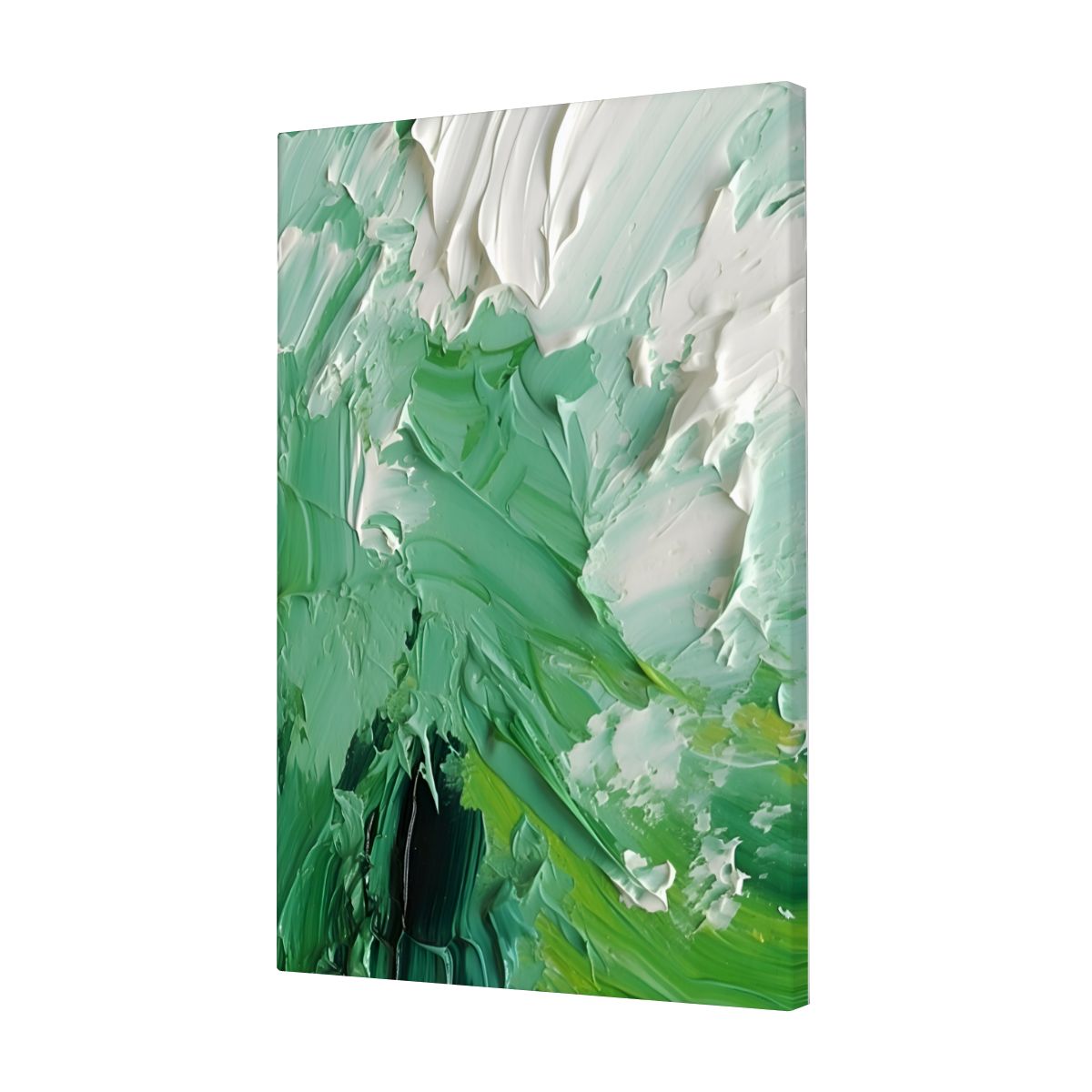 Neutral Green Textured Abstract Color Framed Canvas Art #003