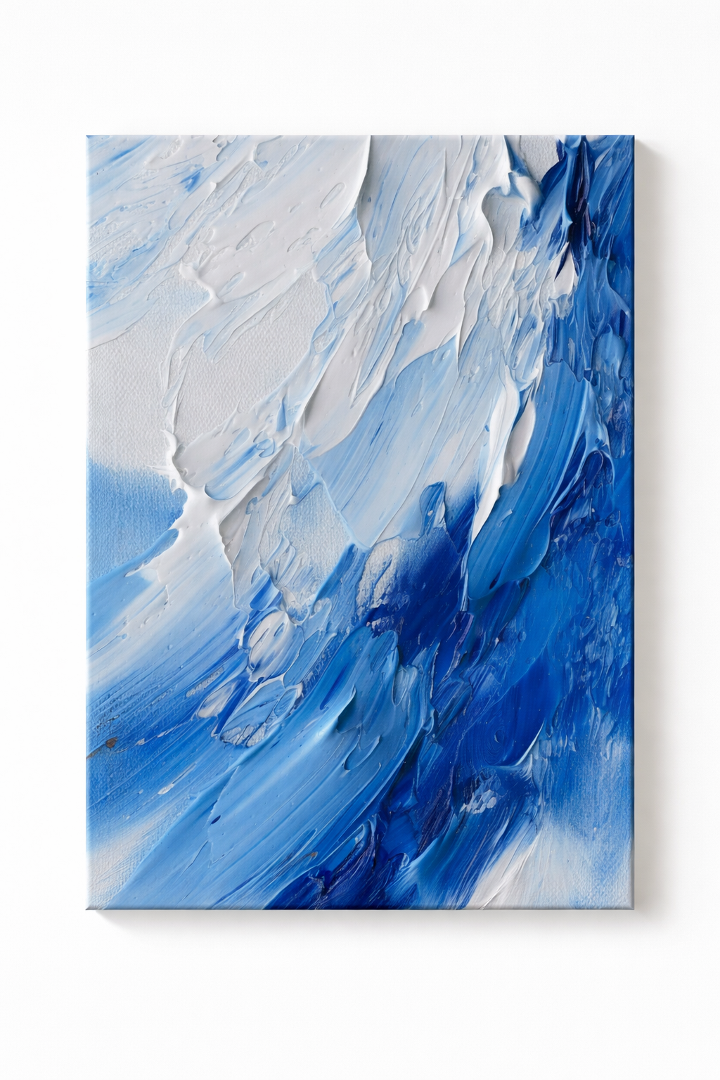Silent Blue Flow Abstract Color Framed Canvas Art #002