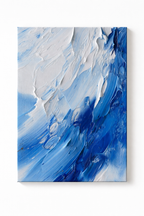 Silent Blue Flow Abstract Color Framed Canvas Art #002