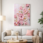 Soft Pink Garden Textured Canvas Wall Art #004