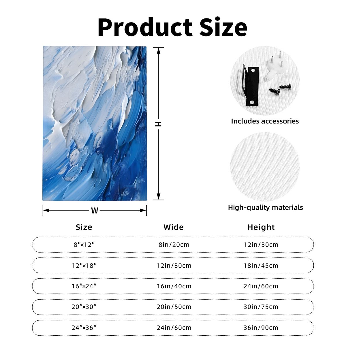 Silent Blue Flow Abstract Color Framed Canvas Art #002