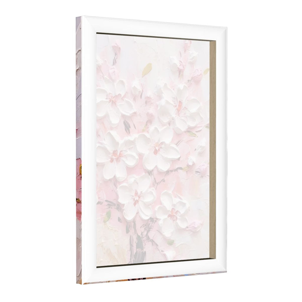 Soft Pink Blossom Textured Floral Canvas Art #005