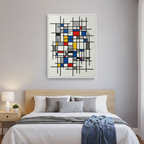 Geometric Harmony Canvas Wall Art, Abstract Rhythmic Grid Painting for Living Room, Bedroom, or Office Decor.