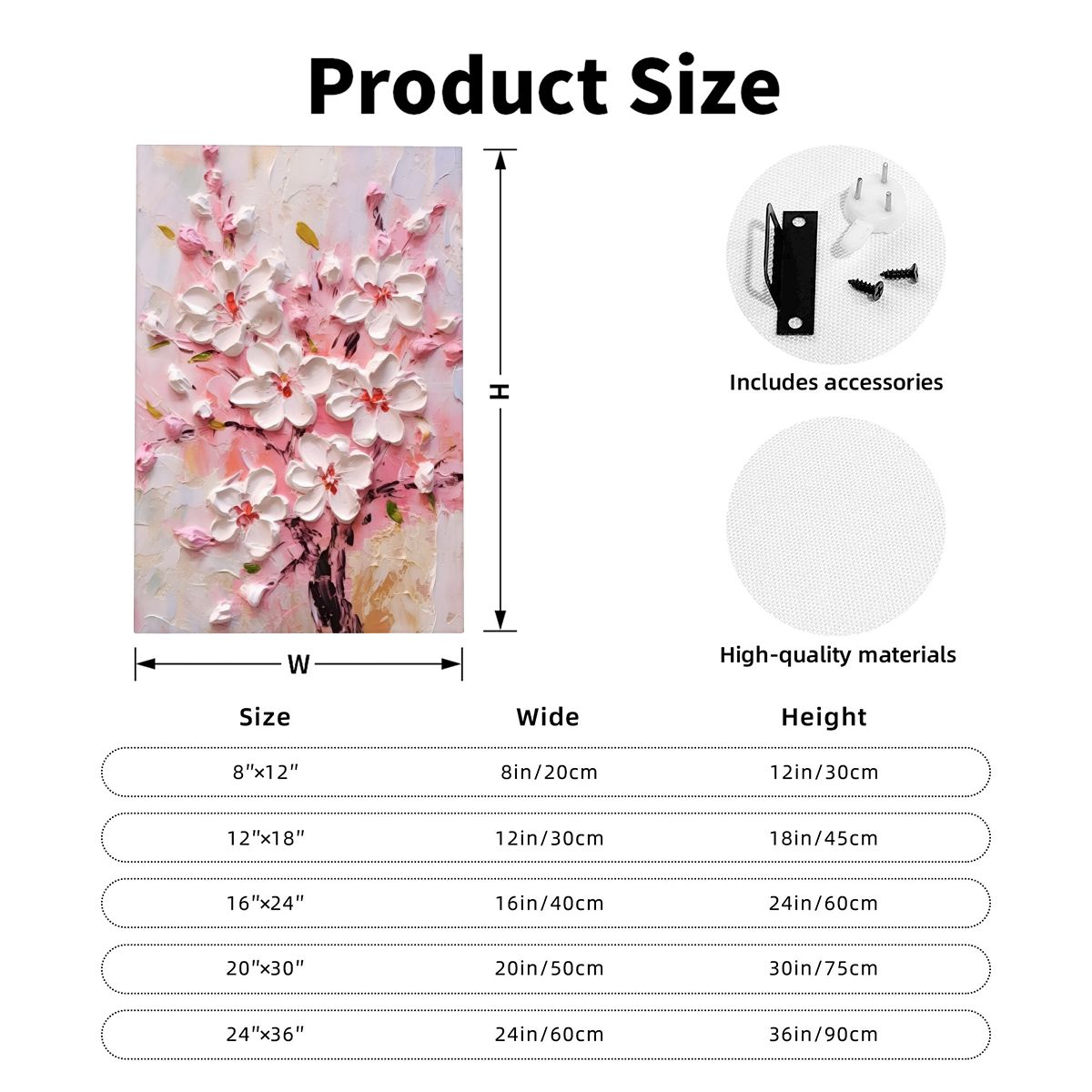 Soft Pink Blossom Textured Floral Canvas Art #005