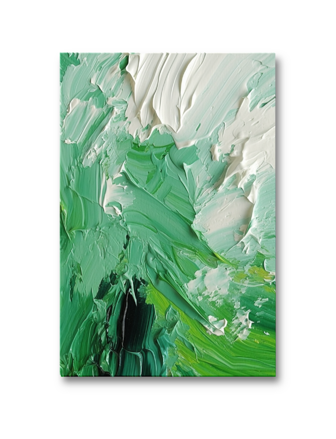 Neutral Green Textured Abstract Color Framed Canvas Art #003