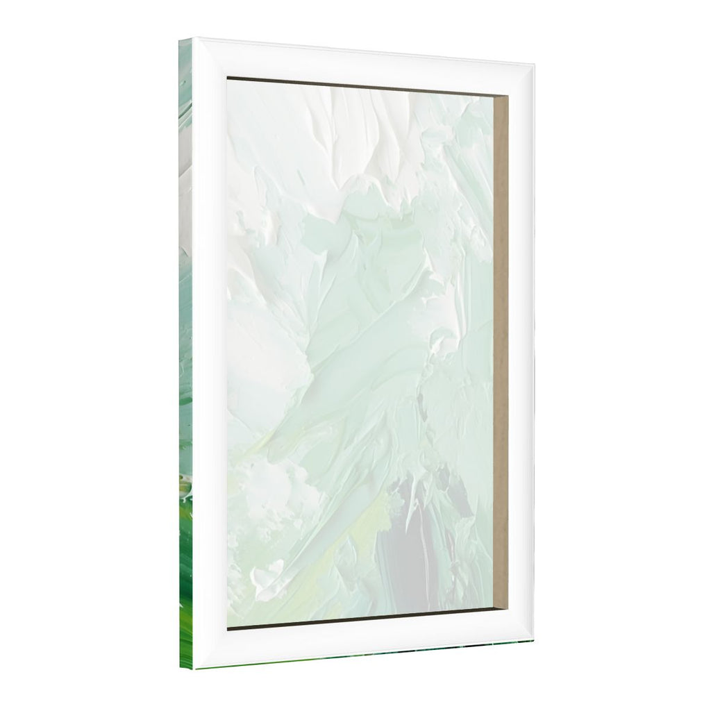 Neutral Green Textured Abstract Color Framed Canvas Art #003