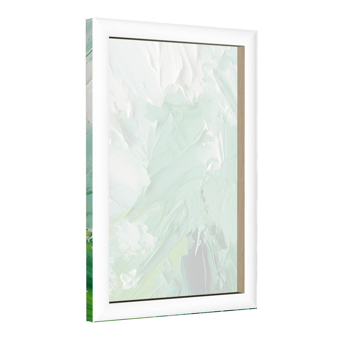 Neutral Green Textured Abstract Color Framed Canvas Art #003