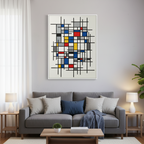 Geometric Harmony Canvas Wall Art, Abstract Rhythmic Grid Painting for Living Room, Bedroom, or Office Decor.